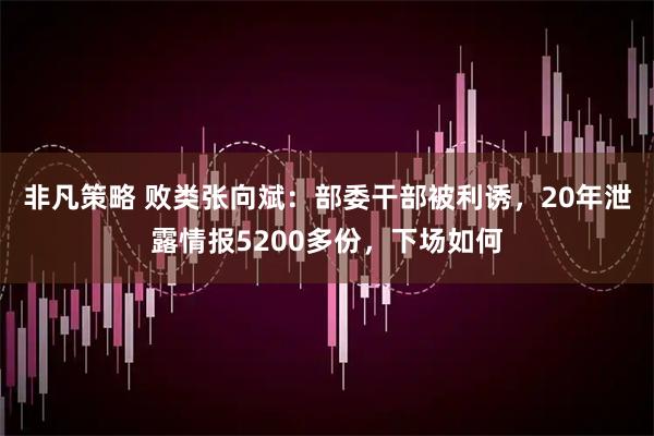 非凡策略 败类张向斌：部委干部被利诱，20年泄露情报5200多份，下场如何