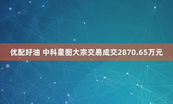 优配好油 中科星图大宗交易成交2870.65万元