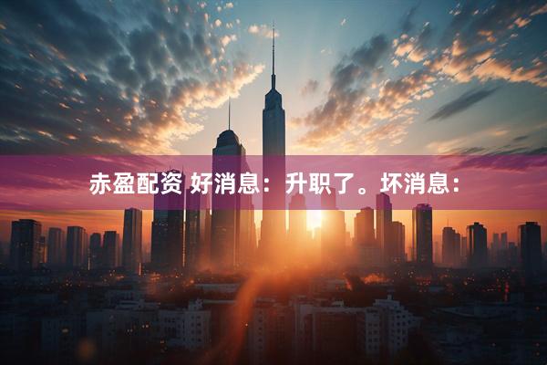 赤盈配资 好消息：升职了。坏消息：