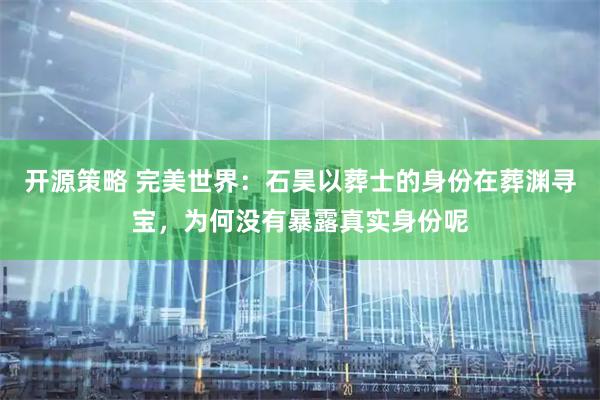 开源策略 完美世界：石昊以葬士的身份在葬渊寻宝，为何没有暴露真实身份呢