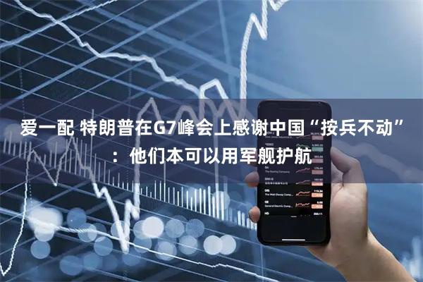 爱一配 特朗普在G7峰会上感谢中国“按兵不动”：他们本可以用军舰护航