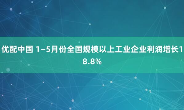 优配中国 1—5月份全国规模以上工业企业利润增长18.8%