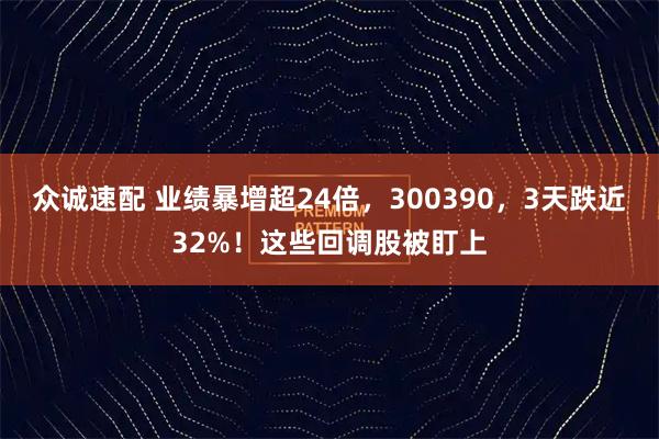 众诚速配 业绩暴增超24倍，300390，3天跌近32%！这些回调股被盯上